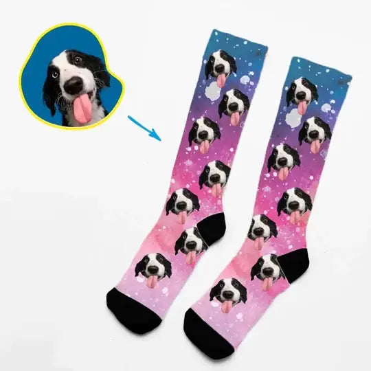 Im Weltraumstil - Socken mit deinem Gesicht in den Sternen